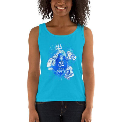 Caribbean Blue / S Bengali Ultra Cotton Tank Top - Om Namah Shivay-03