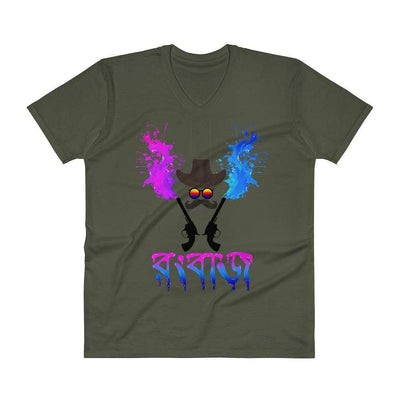 City Green / S Bengali Unisex Short Sleeve V-Neck Jersey Tee - Rongbaj