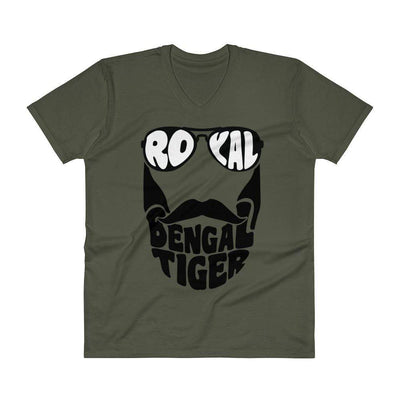 City Green / S Bengali Unisex Short Sleeve V-Neck Jersey Tee - Royal Bengal Tiger