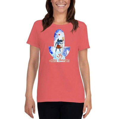 Coral Silk / S Bengali Heavy Cotton Short Sleeve T-Shirt -Om Namah Shivay-02