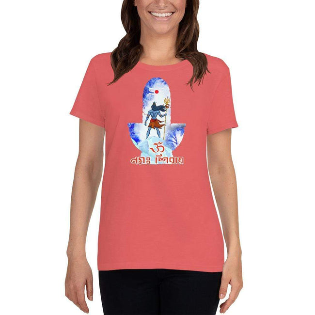 Coral Silk / S Bengali Heavy Cotton Short Sleeve T-Shirt -Om Namah Shivay-02