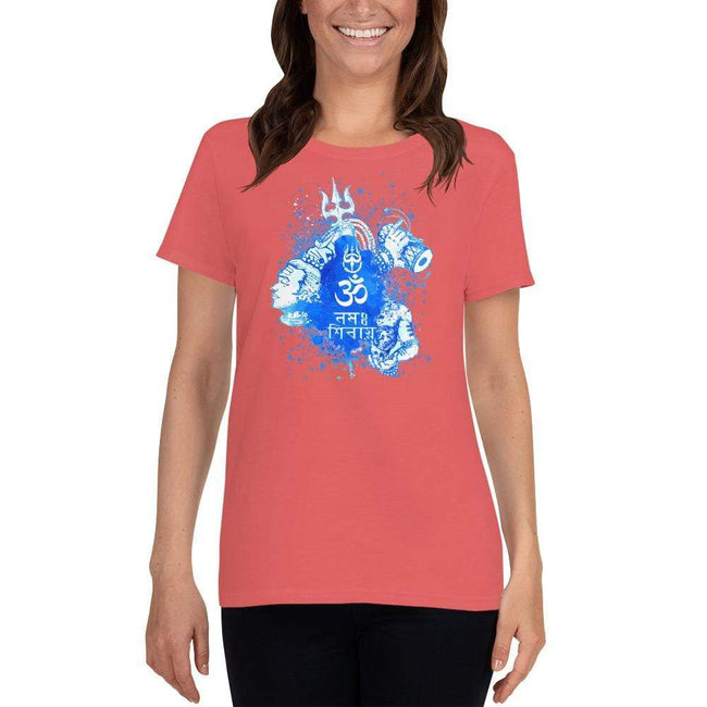 Coral Silk / S Bengali Heavy Cotton Short Sleeve T-Shirt -Om Namah Shivay-03