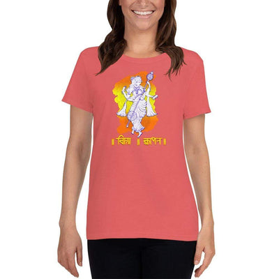 Coral Silk / S Bengali Heavy Cotton Short Sleeve T-Shirt -Vidya Roopeno,