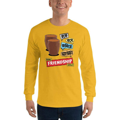 Gold / S Bengali Ultra Cotton Long Sleeve T-Shirt -Bong Friendship Goals