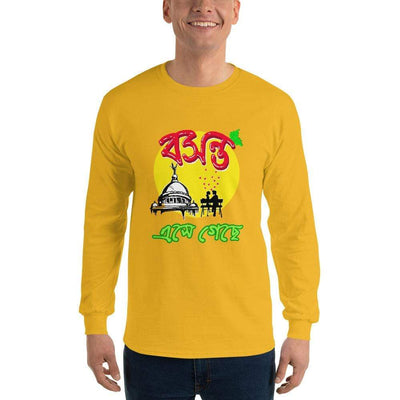 Gold / S Bengali Ultra Cotton Long Sleeve T-Shirt - Bosonto Ese Gache