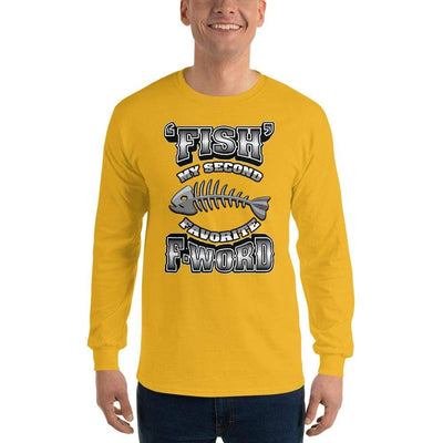 Gold / S Bengali Ultra Cotton Long Sleeve T-Shirt - F for Fish