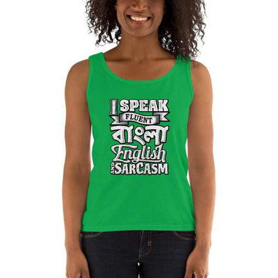 Green Apple / S Bengali Ultra Cotton Tank Top - I speak Sarcasm - Grunge