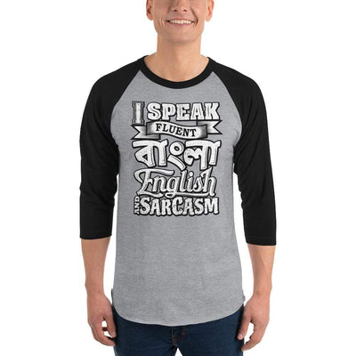 Heather Grey/Black / XS Bengali Unisex Fine Jersey Raglan Tee - I speak Sarcasm - Grunge