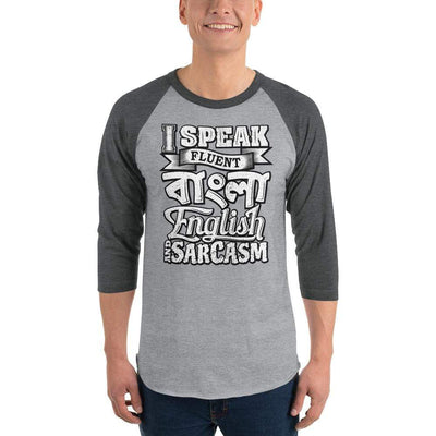 Heather Grey/Heather Charcoal / XS Bengali Unisex Fine Jersey Raglan Tee - I speak Sarcasm - Grunge