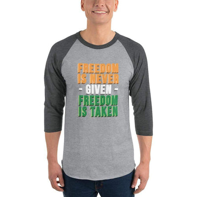 Heather Grey/Heather Charcoal / XS Freedomi Unisex Fine Jersey Raglan Tee - Freedom