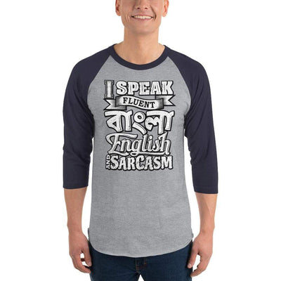 Heather Grey/Navy / XS Bengali Unisex Fine Jersey Raglan Tee - I speak Sarcasm - Grunge