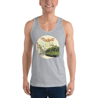 Heather Grey / XS Bengali Fine Jersey Tank Top Unisex - My Kolkata Tram