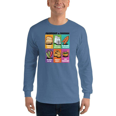 Indigo Blue / S Bengali Ultra Cotton Long Sleeve T-Shirt -Phuchka and Friends