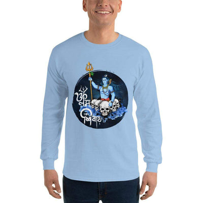 Light Blue / S Bengali Ultra Cotton Long Sleeve T-Shirt - Om Namah Shivay-01