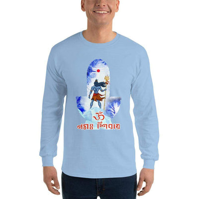 Light Blue / S Bengali Ultra Cotton Long Sleeve T-Shirt - Om Namah Shivay-02