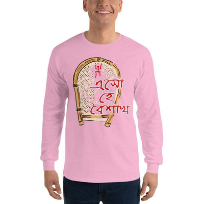 Light Pink / S Bengali Ultra Cotton Long Sleeve T-Shirt - Eso He Baishakh