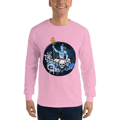 Light Pink / S Bengali Ultra Cotton Long Sleeve T-Shirt - Om Namah Shivay-01