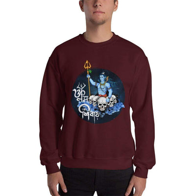 Maroon / S Bengali Unisex Heavy Blend Crewneck Sweatshirt - Om Namah Shivay-01