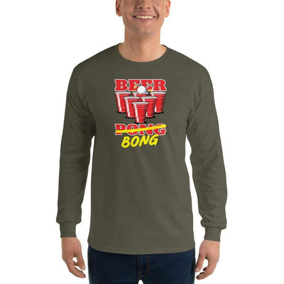 Military Green / S Bengali Ultra Cotton Long Sleeve T-Shirt -Beer Bong