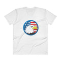 Men's V- Neck T Shirt - Eagle- US Flag Backdrop