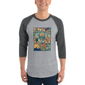 Men's 3/4th Sleeve Raglan T- Shirt - Onam Graffiti