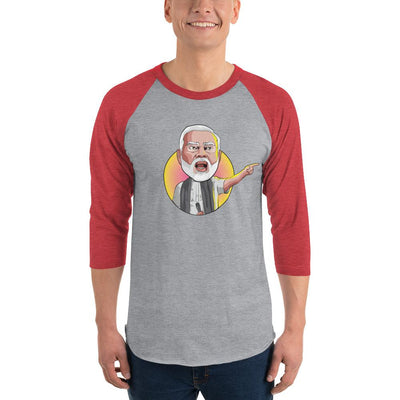 Men's 3/4th Sleeve Raglan T- Shirt - Narendra Modi- Angry
