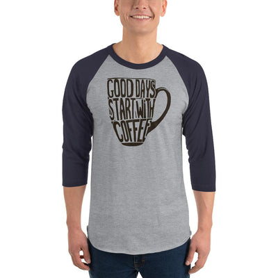 Men's 3/4th Sleeve Raglan T- Shirt - Good days start with coffee- coffee mug