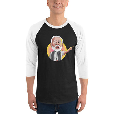 Men's 3/4th Sleeve Raglan T- Shirt - Narendra Modi- Angry