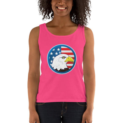 Women's Missy Fit Tank top - Eagle- US Flag Backdrop