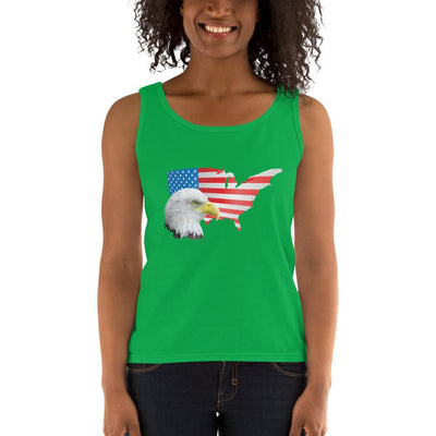 Women's Missy Fit Tank top - Eagle- USA Map with Flag
