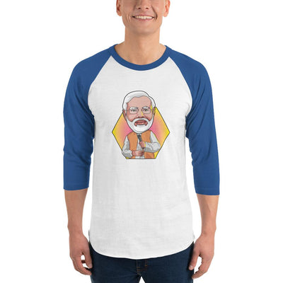 Men's 3/4th Sleeve Raglan T- Shirt - Narendra Modi- Peaceful