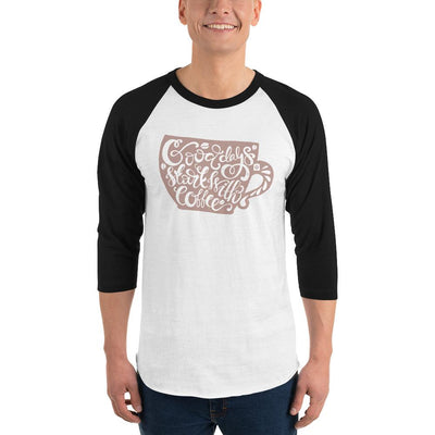 Men's 3/4th Sleeve Raglan T- Shirt - Good days start with coffee