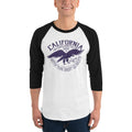 Men's 3/4th Sleeve Raglan T- Shirt - California- LA- Eagle