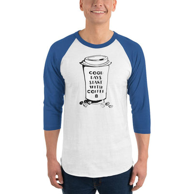 Men's 3/4th Sleeve Raglan T- Shirt - Good days start with coffee- Takeaway cup