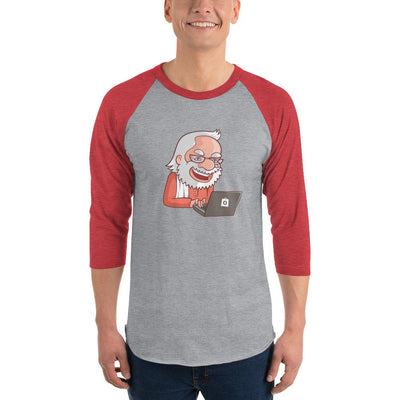 Men's 3/4th Sleeve Raglan T- Shirt - Narendra Modi- Laptop Cartoon