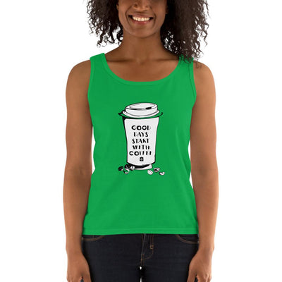 Women's Missy Fit Tank top - Good days start with coffee- Takeaway cup
