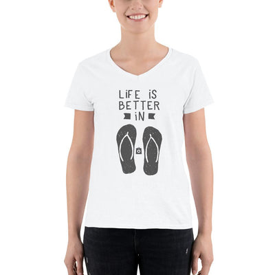 Women's V-Neck T-shirt - Flip-Flop through Life