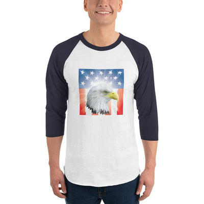 Men's 3/4th Sleeve Raglan T- Shirt - Shining- Eagle & Star Spangled Banner