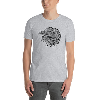 Men's Round Neck T Shirt - Eagle Doodle- Black & White