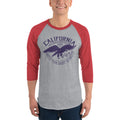 Men's 3/4th Sleeve Raglan T- Shirt - California- LA- Eagle