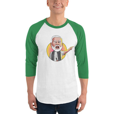 Men's 3/4th Sleeve Raglan T- Shirt - Narendra Modi- Angry