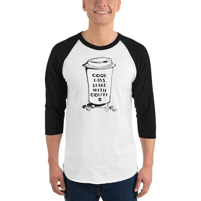 Men's 3/4th Sleeve Raglan T- Shirt - Good days start with coffee- Takeaway cup