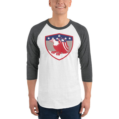 Men's 3/4th Sleeve Raglan T- Shirt - Bald Eagle in Shield, Retro design
