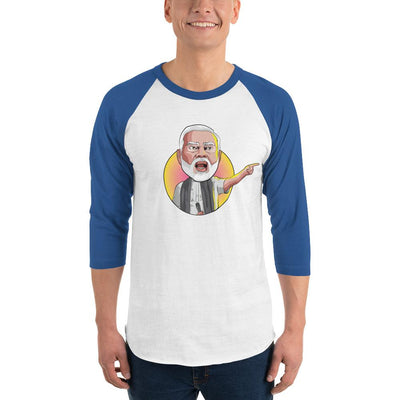Men's 3/4th Sleeve Raglan T- Shirt - Narendra Modi- Angry