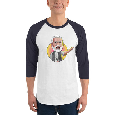 Men's 3/4th Sleeve Raglan T- Shirt - Narendra Modi- Angry