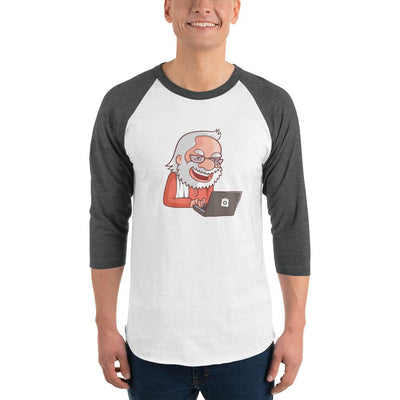 Men's 3/4th Sleeve Raglan T- Shirt - Narendra Modi- Laptop Cartoon