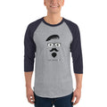 Men's 3/4th Sleeve Raglan T- Shirt - Goatee and Moustache