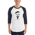 Men's 3/4th Sleeve Raglan T- Shirt - Goatee and Moustache