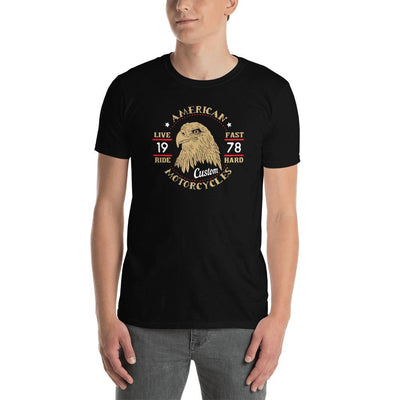Men's Round Neck T Shirt - American Motorcycles- Eagle