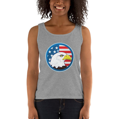 Women's Missy Fit Tank top - Eagle- US Flag Backdrop